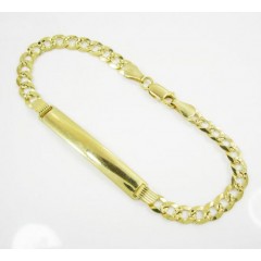 10k Yellow Gold Diamond Cut Cuban Id Bracelet 8 Inch 5.5mm