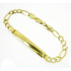 10k Yellow Gold Diamond Cut Figaro Id Bracelet 7 Inch 5.5mm 
