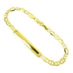 10k Yellow Gold Diamond Cut Mariner Id Bracelet 7.25 Inch 4.2mm 