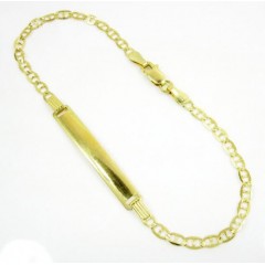 10k Yellow Gold Diamond Cut Mariner Id Bracelet 8 Inch 3.2mm 
