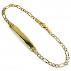 10k Yellow Gold Diamond Cut Figaro Id Bracelet 8 Inch 3.5mm 