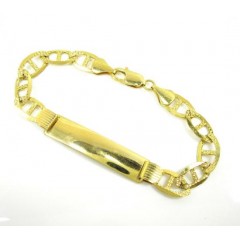 10k Yellow Gold Diamond Cut Mariner Id Bracelet 8.5 Inch 9mm 