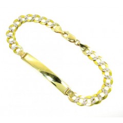 10k Yellow Gold Diamond Cut Cuban Id Bracelet 8.5 Inch 7mm 