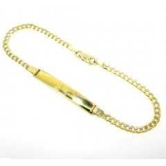 10k Yellow Gold Diamond Cut Cuban Id Bracelet 8 Inch 3mm 