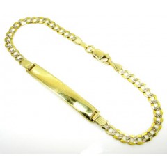 10k Yellow Gold Diamond Cut Cuban Id Bracelet 7 Inch 3.7mm 