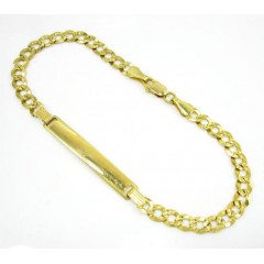 10k Yellow Gold Diamond Cut Cuban Id Bracelet 8 Inch 4.8mm 