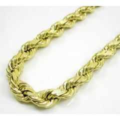 10k Yellow Gold Thick Solid Rope Chain 22-30 Inch 6.8mm