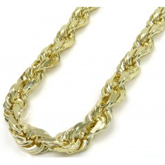 10k Yellow Gold Solid Rope Chain 20-26 Inch 6mm