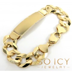 14k Yellow Gold Thick Cuban Id Bracelet 8.50 Inch 12.2mm 