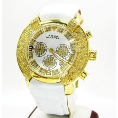 Mens Aqua Master Yellow Stainless Steel Diamond Watch 0.20ct