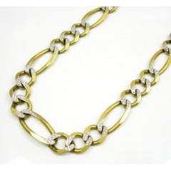 10k Yellow Gold Diamond Cut Figaro Chain 26-30 Inch 9.5mm