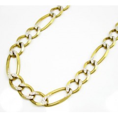 10k Yellow Gold Diamond Cut Figaro Chain 30 Inch 8mm