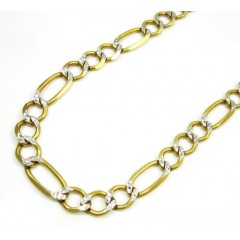 10k Yellow Gold Diamond Cut Figaro Chain 20-26 Inch 7.2mm