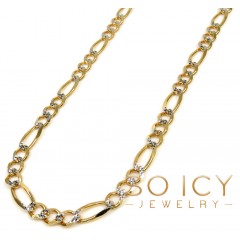 10k Yellow Gold Diamond Cut Figaro Chain 18-30 Inch 4.2mm