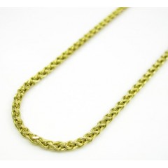 14k Solid Yellow Gold Wheat Chain 18-20 Inch 1.4mm