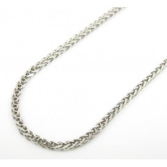14k Solid White Gold Solid Wheat Chain 16-20 Inch 1mm