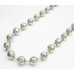 10k White Gold Hexagon Cut Ball Chain 30-40 Inch 5mm