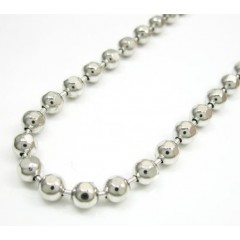 10k White Gold Hexagon Cut Ball Chain 26-40 Inch 3.8mm