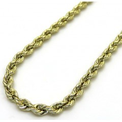 10k Yellow Gold Smooth Cut Link Rope Chain 16-24 Inch 2mm