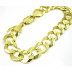 10k Yellow Gold Thick Cuban Bracelet 9 Inch 13mm