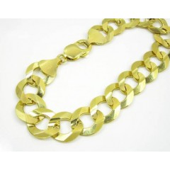 10k Yellow Gold Thick Cuban Bracelet 9 Inch 14.00mm