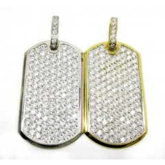 Mens 10k Gold Cz Dog Tag Pendant 5.00ct