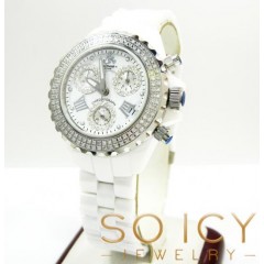 Ladies 35mm Techno Jpm White Ceramic Diamond Watch 1.25ct