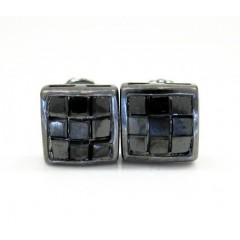 10k Black Gold Black Diamond Cube Earrings 1.00ct 