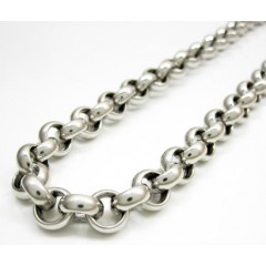 14k Solid White Gold Circle Rolo Chain 24 Inch 8mm