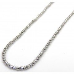14k White Gold Diamond Cut Bead Chain 16-24 Inch 2mm