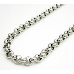 14k Solid White Gold Circle Rolo Chain 20-30 Inch 3.7mm