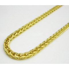 14k Solid Yellow Gold Wheat Link Chain 18 Inch 2.5mm
