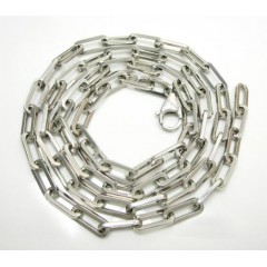 14k Solid White Gold Long Box Link Chain 24 Inch 4.7mm