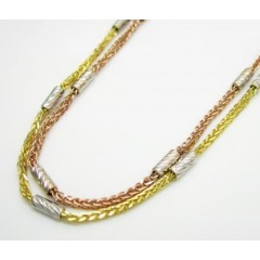 14k Gold Diamond Cut Wheat Link Chain 16-20 Inch 1.5mm