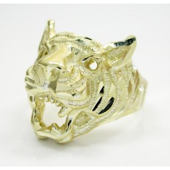 10k Yellow Gold Tiger Head Ring 