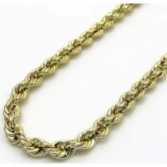 10k Yellow Gold Hollow Rope Chain 18-30 Inch 3mm