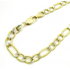 10k Yellow Gold Diamond Cut Figaro Bracelet 8 Inch 5.0mm