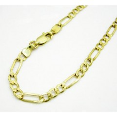 10k Yellow Gold Diamond Cut Figaro Bracelet 8 Inch 3.7mm 