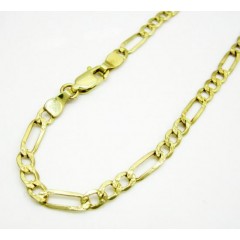 10k Yellow Gold Diamond Cut Figaro Bracelet 8 Inch 3.7mm 