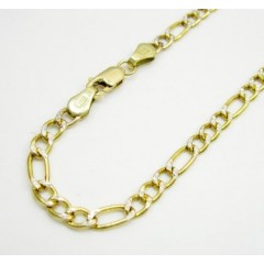 10k Yellow Gold Two Tone Diamond Cut Figaro Bracelet 8 Inch 3.3mm
