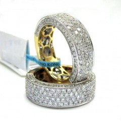 18k Gold Four Diamond Row Wedding Band Ring 2.13ct