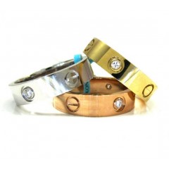18k Gold Diamond His And Her Screw Band Ring 0.17ct