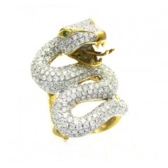 18k Yellow Gold Diamond Snake Ring 4.40ct