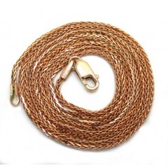 14k Rose Gold Wheat Solid Chain 16-24 Inch 1.2mm