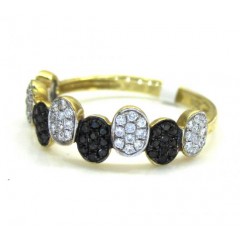 Ladies 14k Yellow Gold Black & White Diamond Piano Oval Shaped Ring 0.37ct