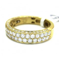 Unisex 14k Gold 2 Row Diamond Wedding Band Ring 1.21ct