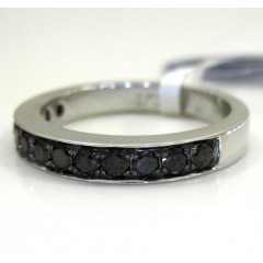 Ladies 14k White Gold Black Diamond Wedding Band 0.47ct