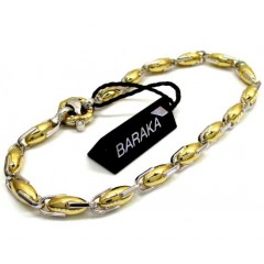 Mens Baraka 18k Yellow & White Gold Diamond Egg Shaped Bracelet 0.02ct