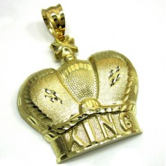 10k Gold Diamond Cut Xl Kings Crown Pendant