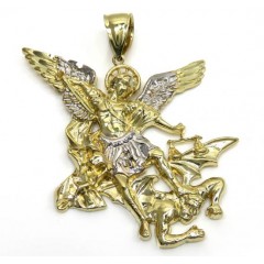 10k Yellow Gold Heavy Angel Vs Demon Large Pendant  